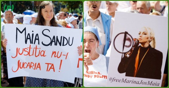 FOTO // „Noi suntem poporul!” - Protestatarii Partidului „ȘOR” au cerut demisia Maiei Sandu și eliberarea Marinei Tauber